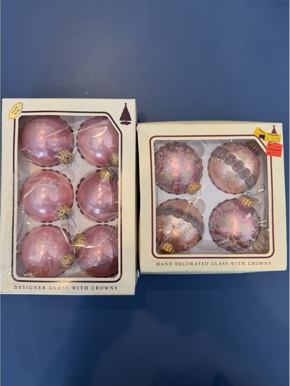 Vintage Christmas By Krebs Pink Ornaments Set Of  2